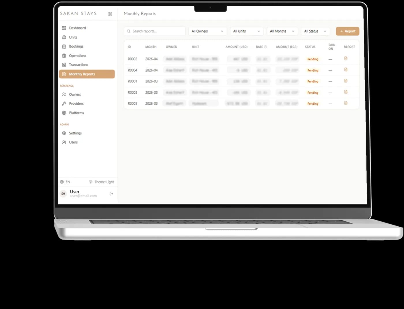 Monthly owner reports, generated from the same records rather than assembled by hand.